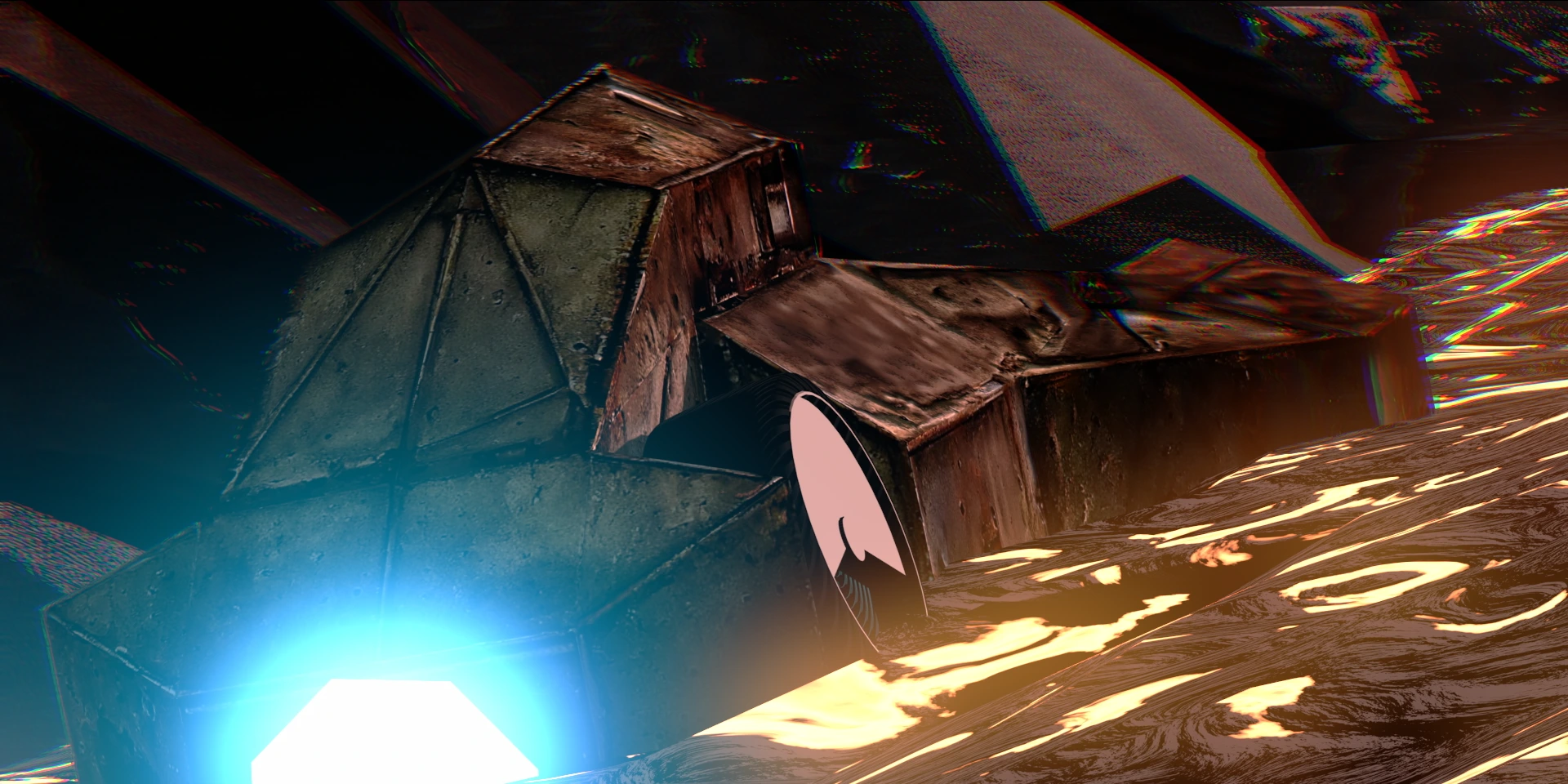 Stylized CG render of a car boosting through lava