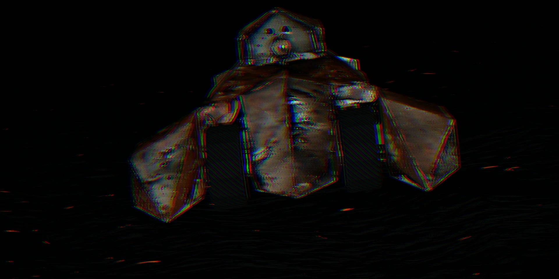 Stylized CG render of a car driving through a cave