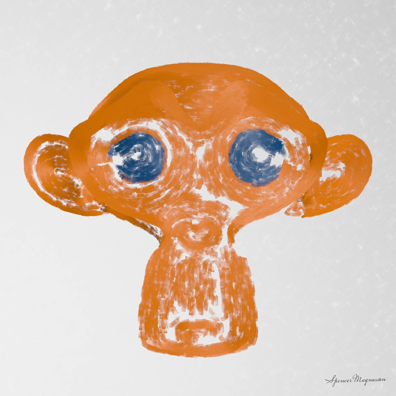 CG render of a painterly Suzanne monkey head